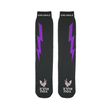 Girls Rule Purple Lightning Black Socks Flat Man Underfoot