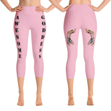 Our best viral leggings pale pink awesome goddess black letters
