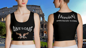 croptop, crop top, awesome, heroicu, front and back with background, black