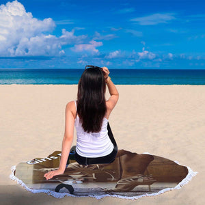 Girls Rule Round Beach Blanket heroicu heroic-u littleruntman girlsrule bed cover blanket ocean view
