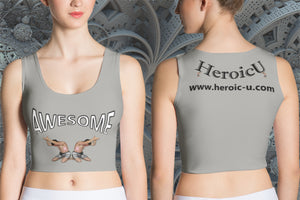 croptop, crop top, awesome, heroicu, front and back with background, gray