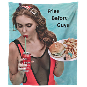 Tapestry - Fries Before Guys Wall Art - 80 inch tall x 68 inch wide