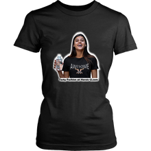 Girls T-shirt - 2 men hold up Awesome and a tiny man in her drink V1