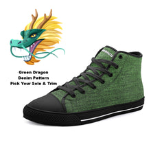 Our Best Canvas High Top Sneaker Men and Women Green Denim Pattern