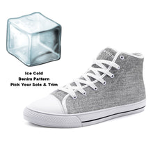 Our Best Canvas High Top Sneaker Men and Women White Denim Pattern