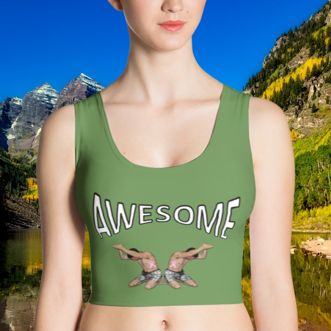 croptop, crop top, awesome, heroicu, front with background, moss green