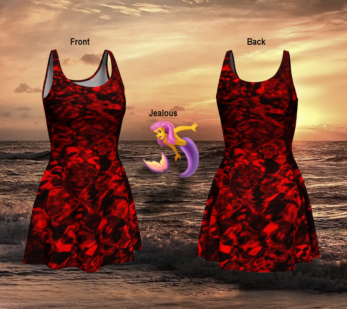 Mermaid Spandex Dress - STYLE Skater - COLOR Red Water
