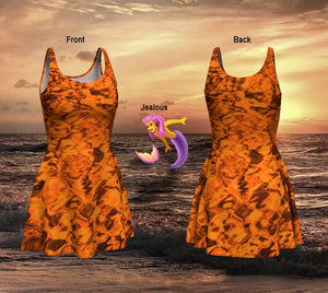 Mermaid Spandex Dress - STYLE Skater - COLOR Orange Water