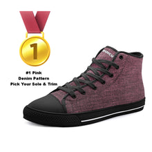 Our Best Canvas High Top Sneaker Men and Women Pink Denim Pattern