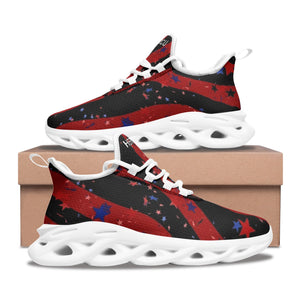Patriotic_American_Flag_Kicks_Running_Shoes_Sneakers_For_Men_and_Women_with_Red_andBlue_Stars_and_Black_Stripes_with_White_Soles_and_White_Trim_Left_and_Right_Side_View