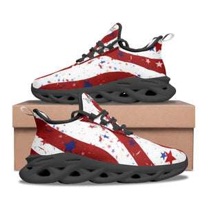 Patriotic_American_Flag_Kicks_Running_Shoes_Sneakers_For_Men_and_Women_with_Red_andBlue_Stars_and_White_Stripes_with_Black_Soles_and_Black_Trim_Left_and_Right_Side_View