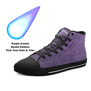Our Best Canvas High Top Sneaker Men and Women Purple Denim Pattern