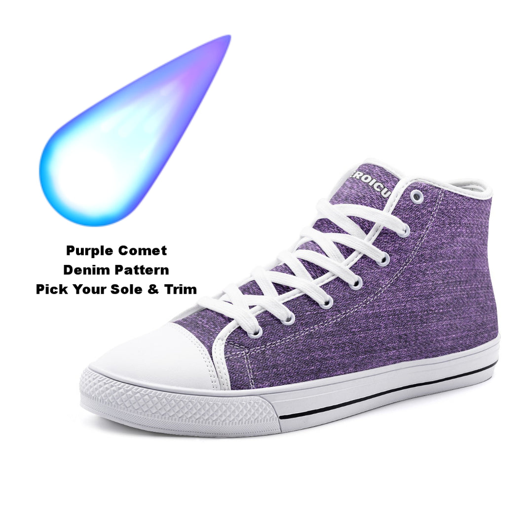 Our Best Canvas High Top Sneaker Men and Women Purple Denim Pattern