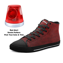 Our Best Canvas High Top Sneaker Men and Women Red Denim Pattern
