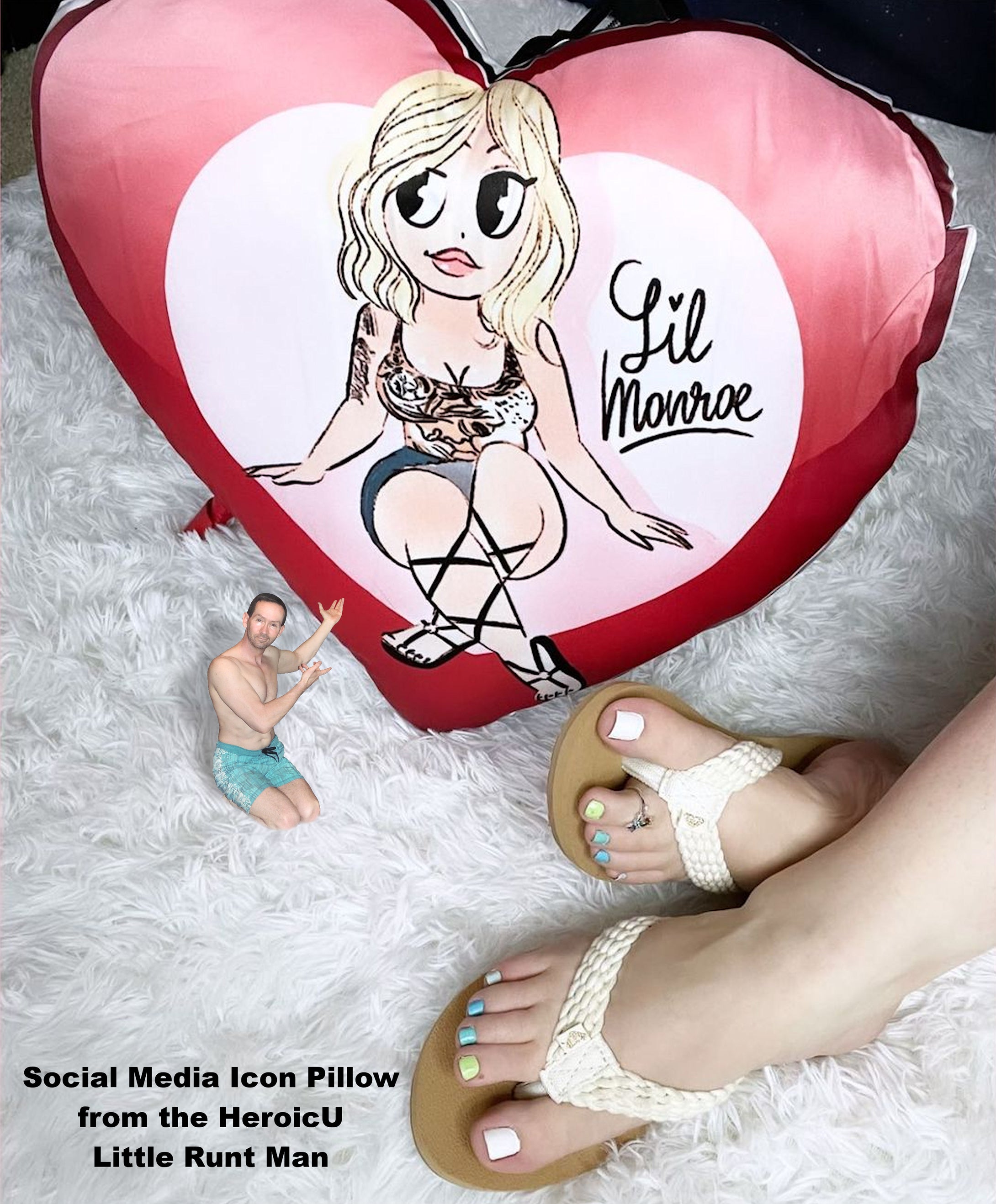 Social Media Icon Pillow Cut to Heart Shape LiL Monroe Toes