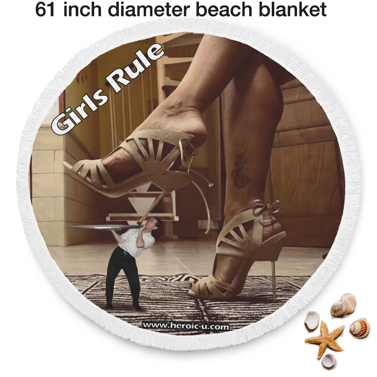 Girls Rule Round Beach Blanket heroicu heroic-u littleruntman girlsrule bed cover blanket ocean view