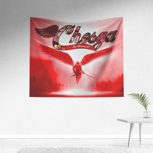 Wall Art Tapestry Memorial - Chesga - Red Angel Warrior Background