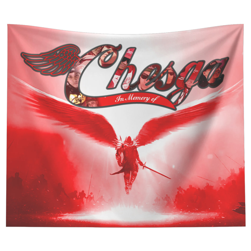 Wall Art Tapestry Memorial - Chesga - Red Angel Warrior Background