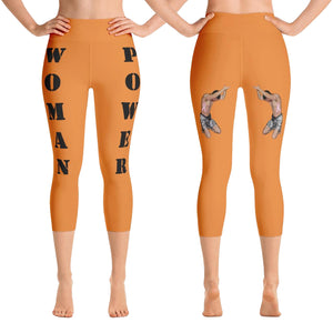 Our best viral leggings orange woman power black letters