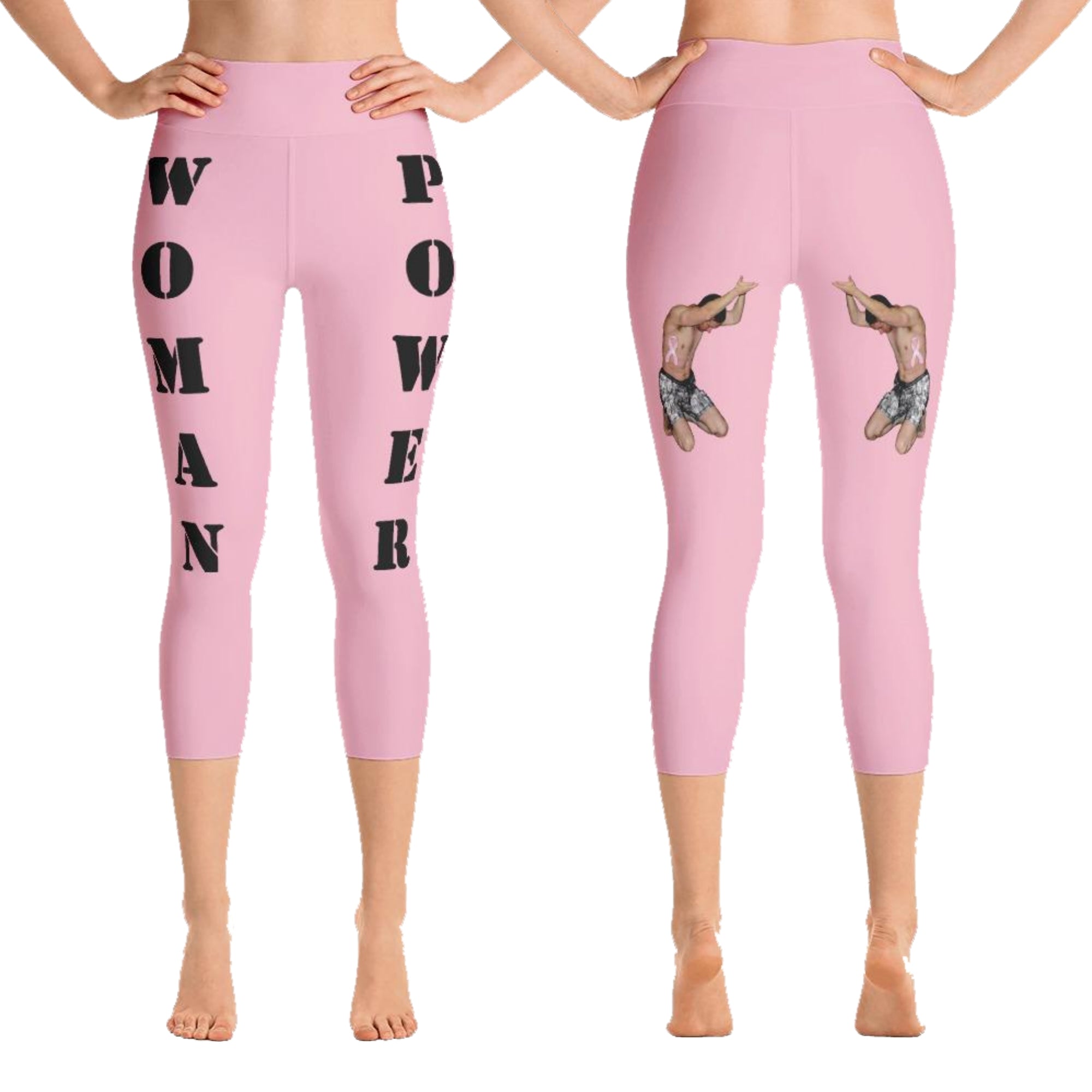Our best viral leggings pale pink woman power black letters