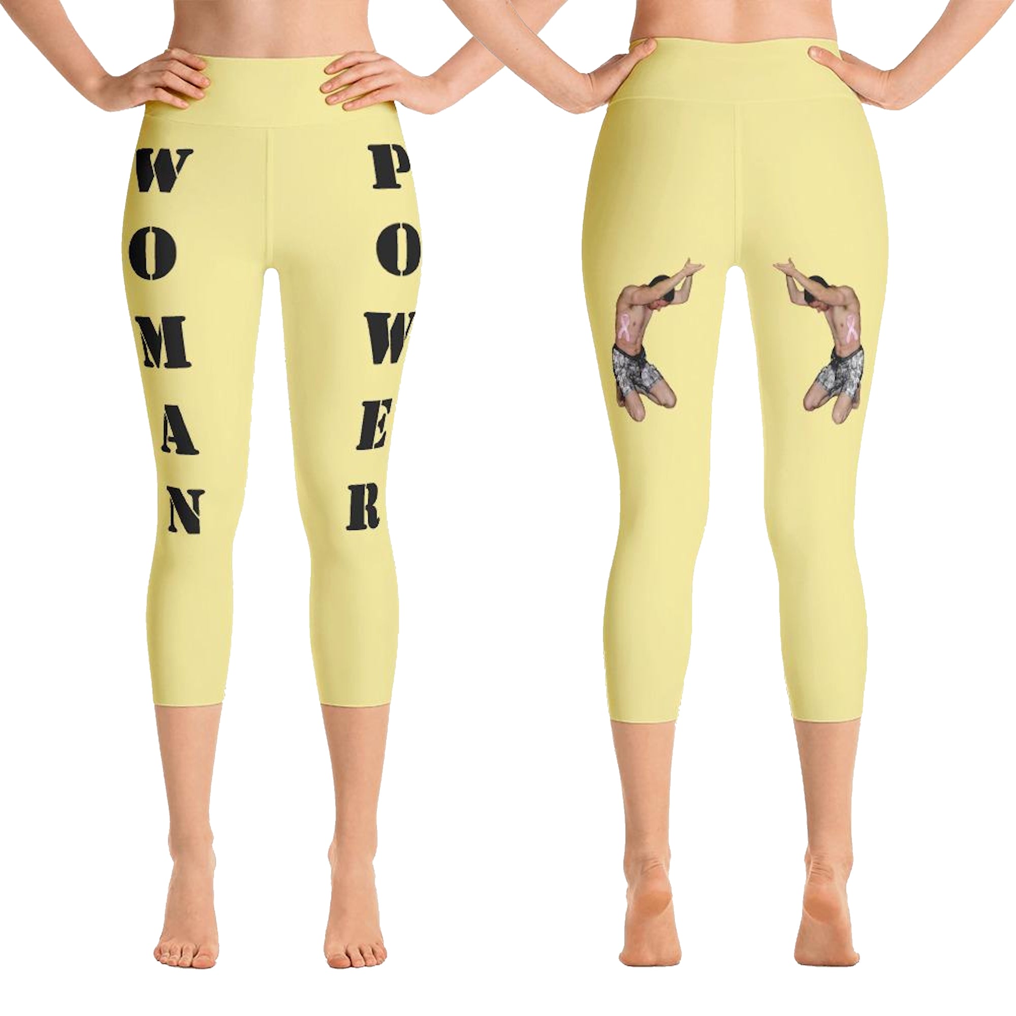 Our best viral leggings pale yellow woman power black letters