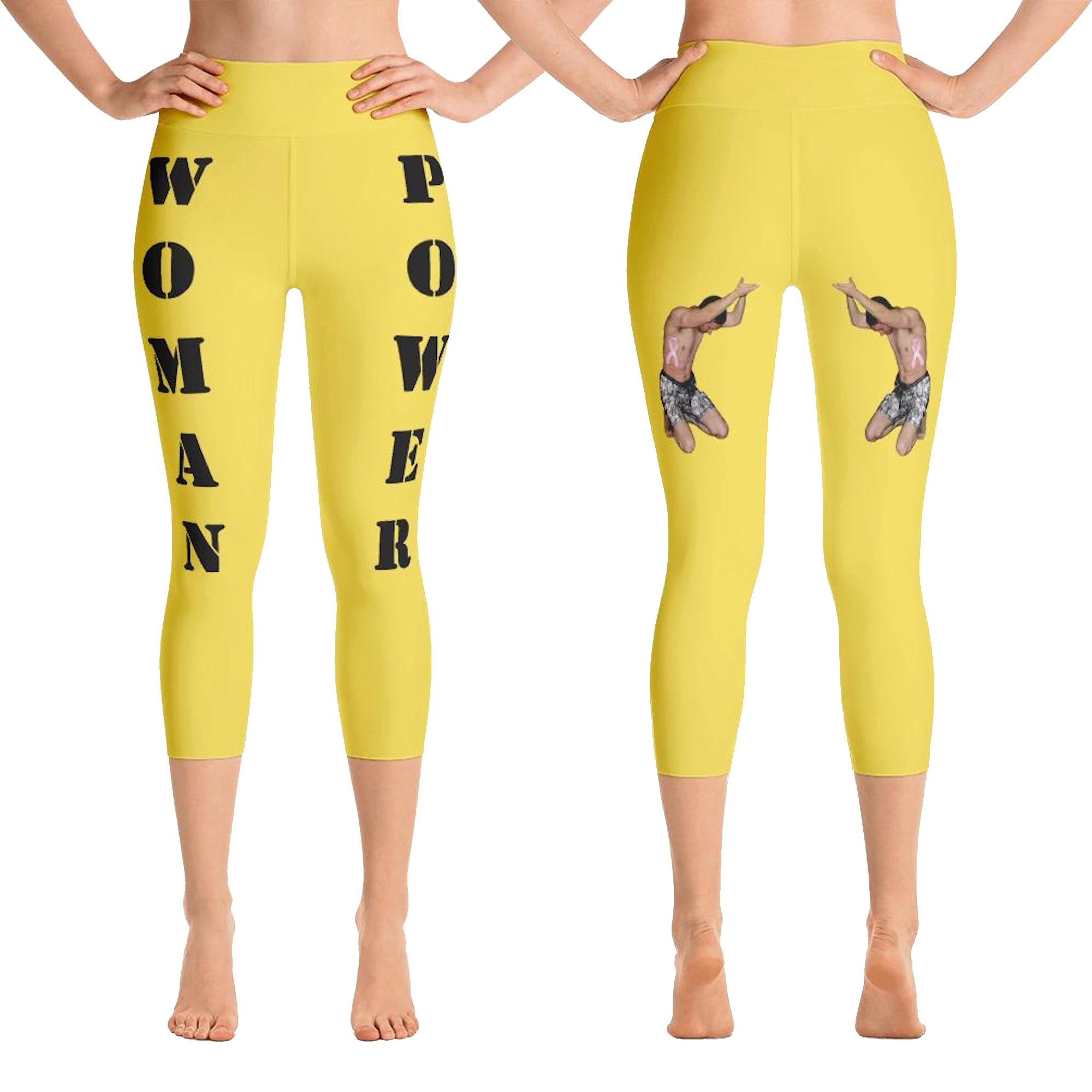 Our best viral leggings yellow woman power black letters