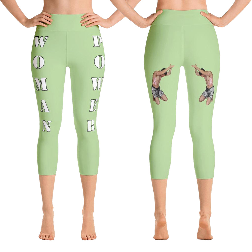 Our best viral leggings pale green woman power white letters
