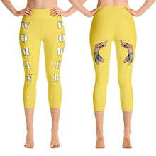 Our best viral leggings yellow woman power white letters
