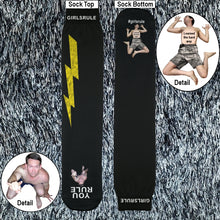 Girls Rule Yellow Lightning Black Socks Flat Man Underfoot