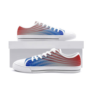 Patriotic Unisex Low Top Canvas with Red, White, and Blue Stars and Stripes