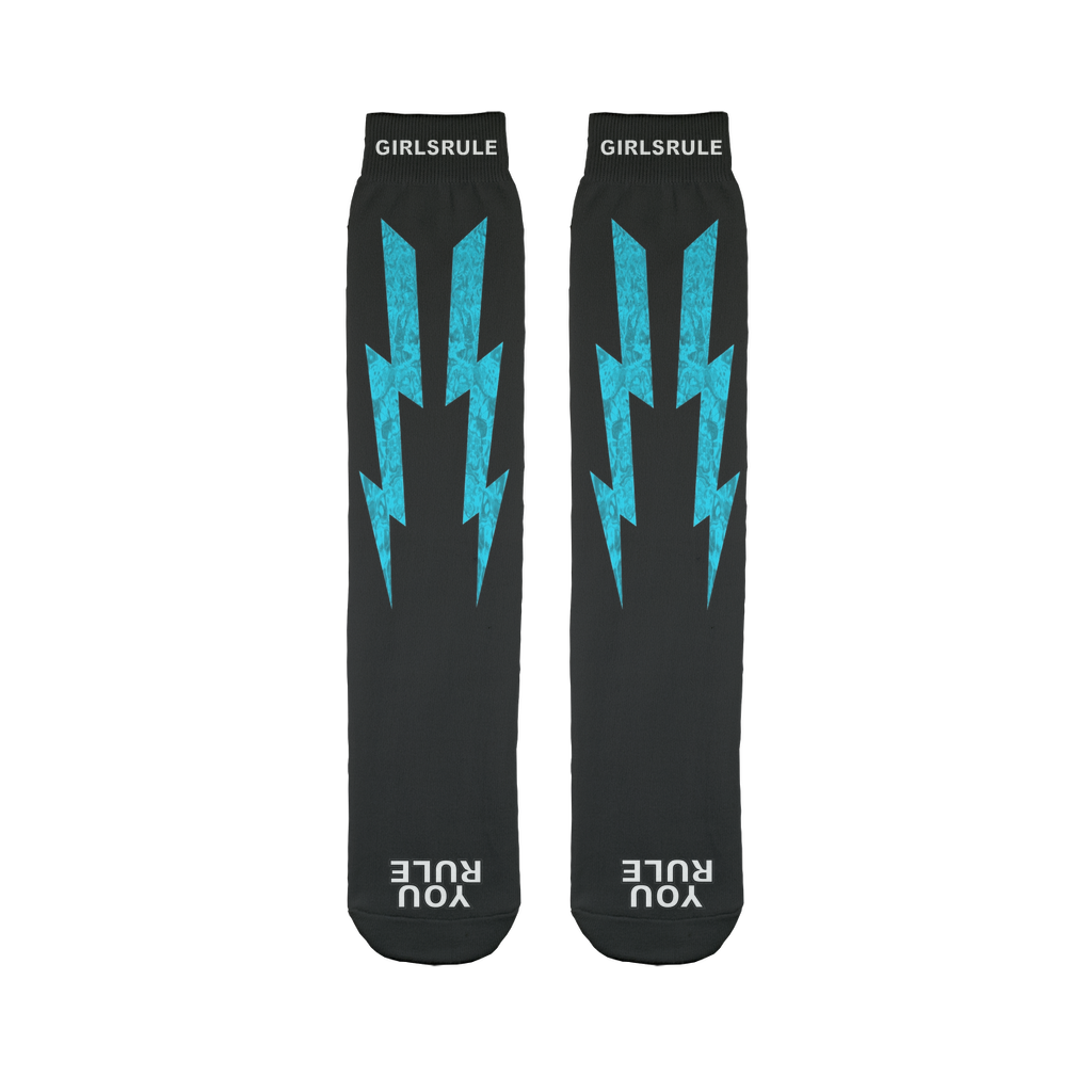 Girls Rule Light Blue Liquid Lightning (Black Sock)