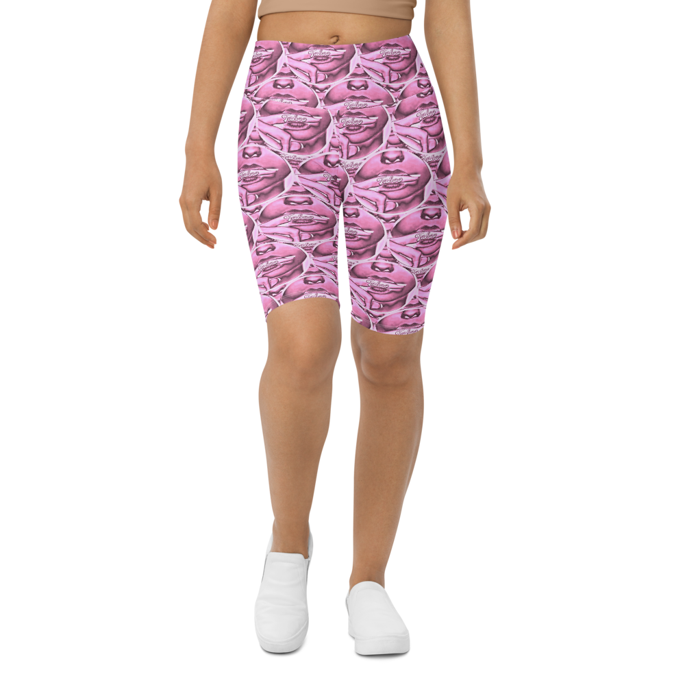 HeroicU Biker Shorts With Taboo Crypto Pattern in Pink