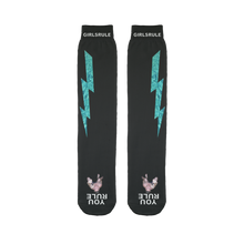 Girls Rule Pool Blue Lightning Black Socks Flat Man Underfoot