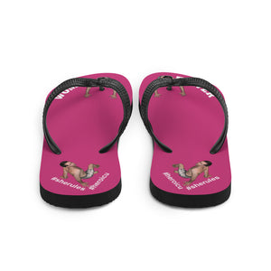 back-best-woman-power-flip-flops-tiny-man-bows-down-magenta-pink-white-letters