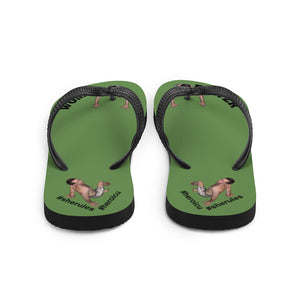 back-best-woman-power-flip-flops-tiny-man-bows-down-moss-green-black-letters