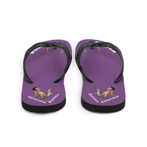 back-best-woman-power-flip-flops-tiny-man-bows-down-purple-white-letters