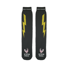 You Rule Girl Power Socks - Yellow Lightning and a Flat Man Underfoot Sublimation Tube Sock