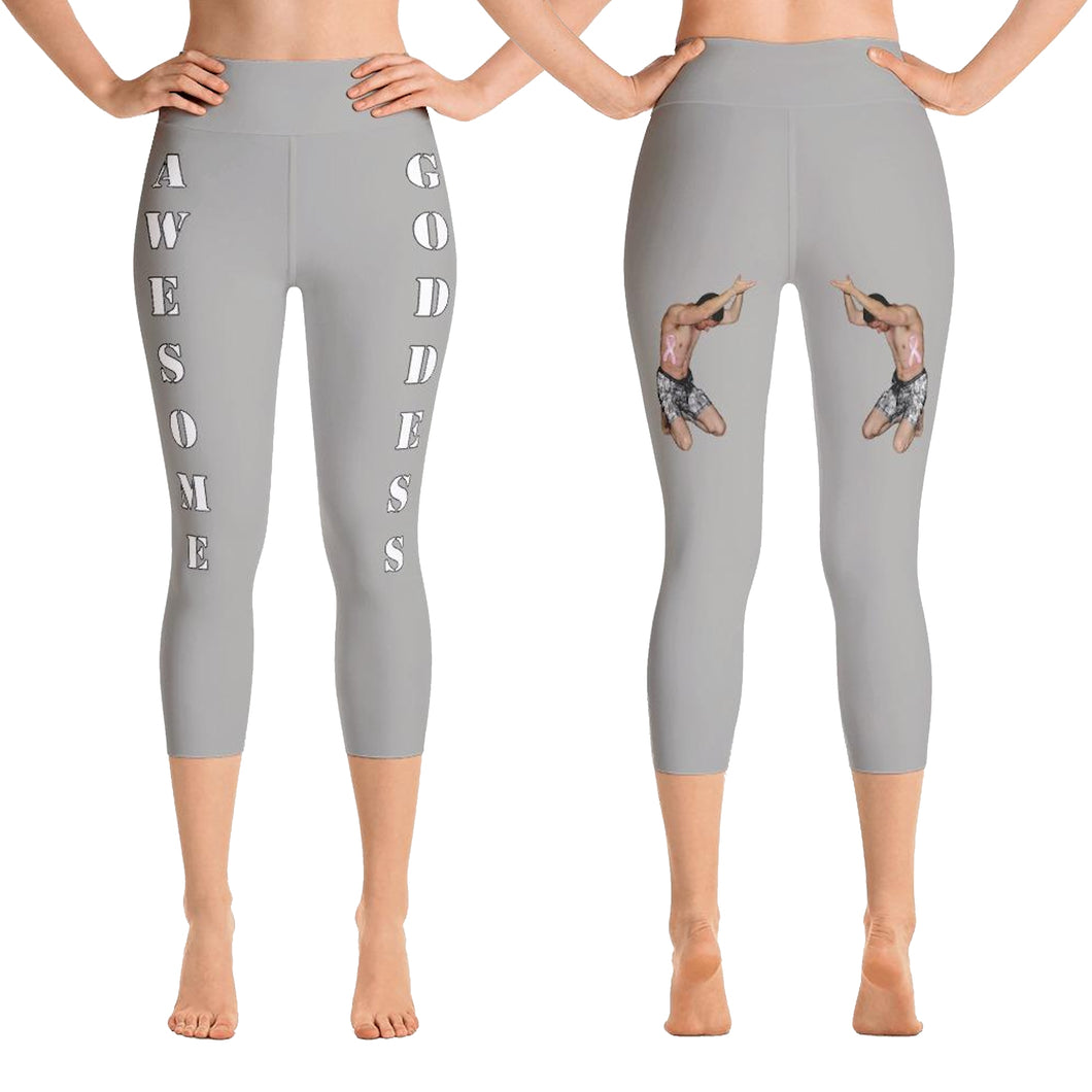 best-womens-awesome-goddess-gray-capri-leggings-white-lettering-men-support-you-on-back-front-and-back-view-heroicu