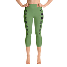 best-womens-awesome-goddess-moss-green-capri-leggings-black-lettering-men-support-you-on-back-viral-front-view-heroicu