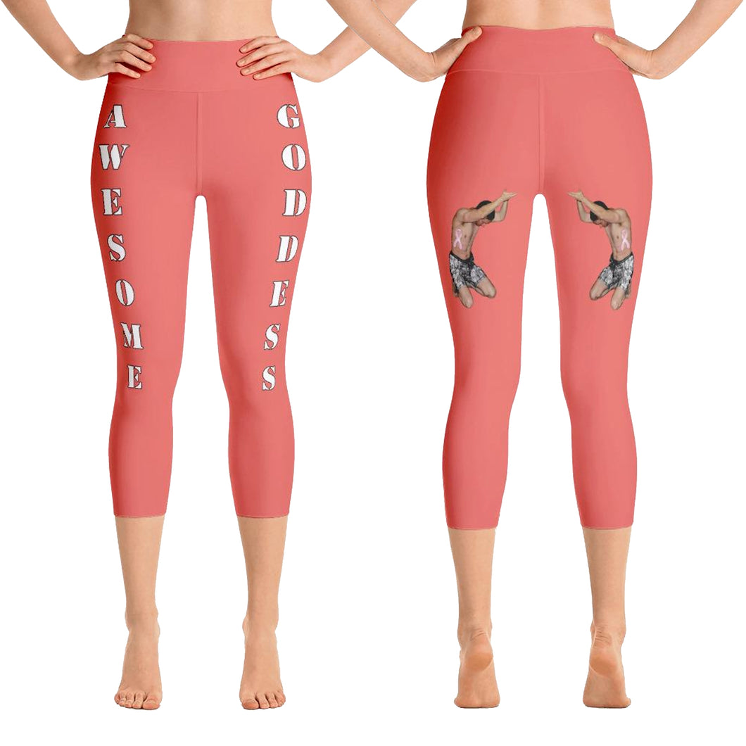 best-womens-awesome-goddess-salmon-capri-leggings-white-lettering-men-support-you-on-back-viral-front-and-back-view-heroicu
