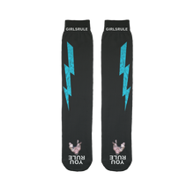 Girls Rule Light Blue Lightning Black Socks Flat Man Underfoot