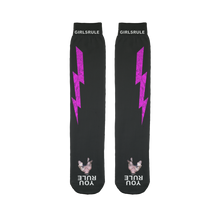 Girls Rule Pink Lightning Black Socks Flat Man Underfoot