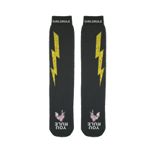 Girls Rule Yellow Lightning Black Socks Flat Man Underfoot