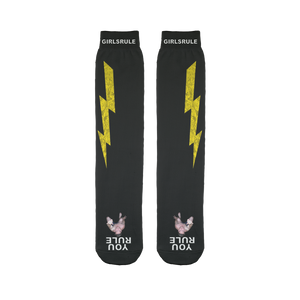 Girls Rule Yellow Lightning Black Socks Flat Man Underfoot
