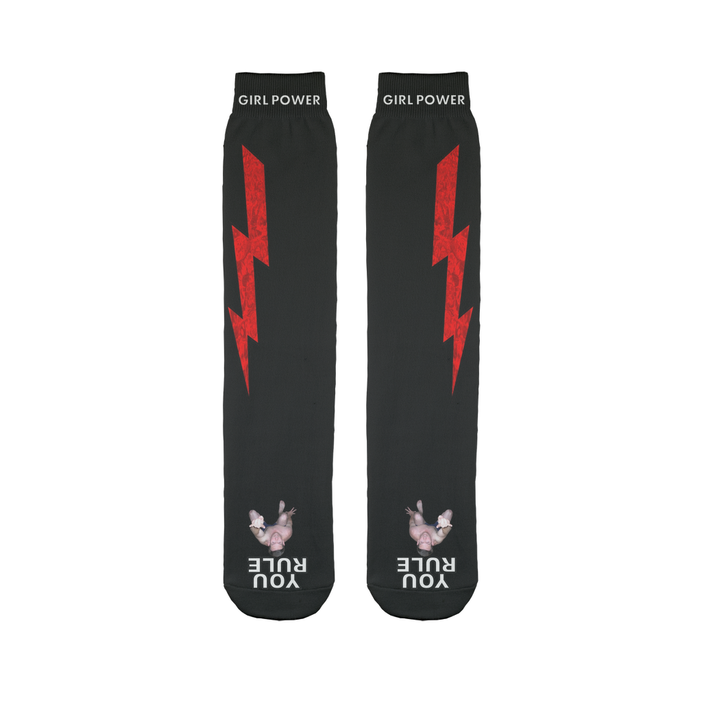 You Rule Girl Power Socks - Red Lightning & a Flat Man Underfoot