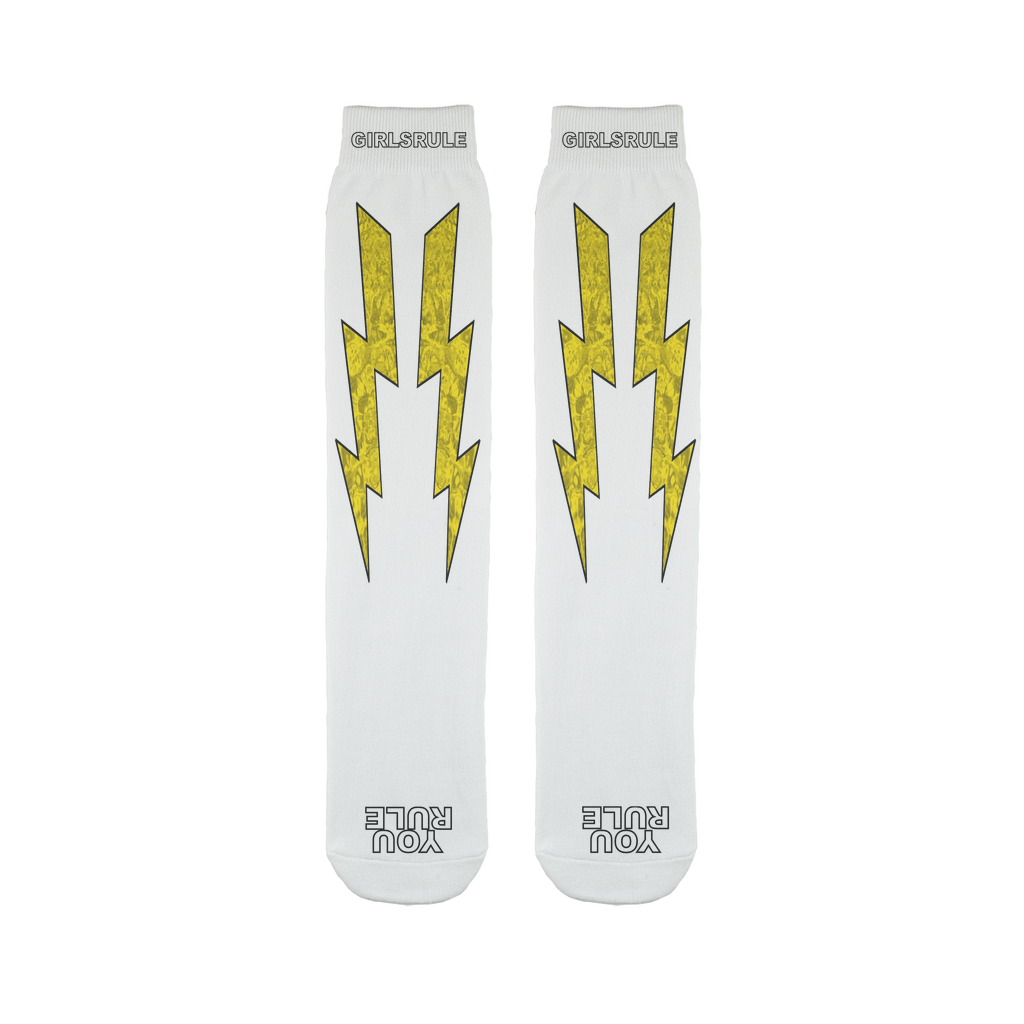 Girls Rule Yellow Liquid Lightning (White Sock)