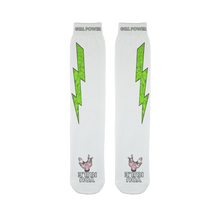 You Rule Girl Power Socks (WHITE) - Green Lightning and a Flat Man Underfoot Sublimation Tube Sock