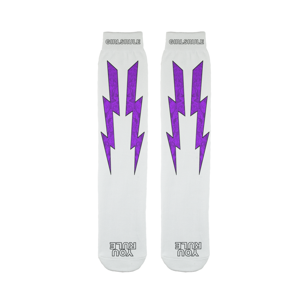 Girls Rule Purple Liquid Lightning (White Sock)