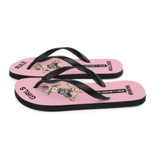 GIRLS RULE flip flops with CRUSHED TINY MAN underfoot pale pink fabric NEW (2020-05-10)