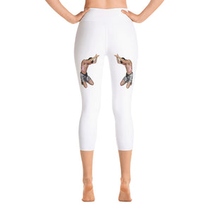 Our best viral yoga capri leggings with woman power - White Color with Black Letters